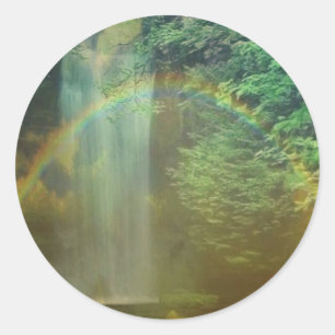 waterfall rainbow classic round sticker