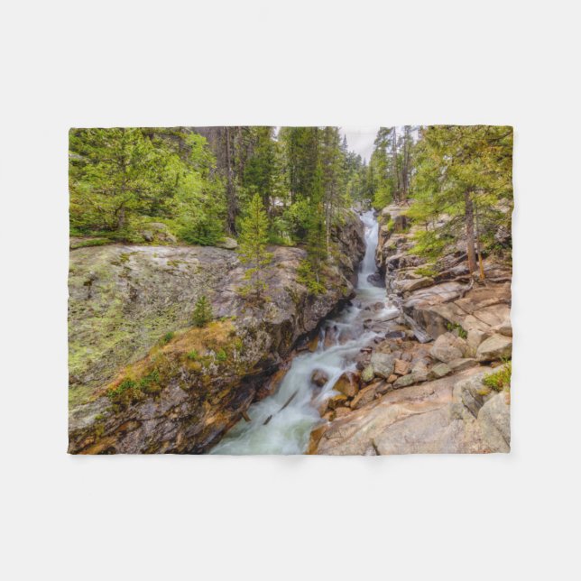 Waterfall & River Cascade Fleece Blanket (Front (Horizontal))