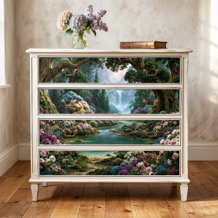 Waterfall River Enchanted Floral Valley Decoupage Tissue Paper