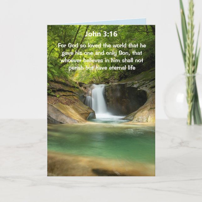Waterfall Scripture John 3:16   Card (Front)