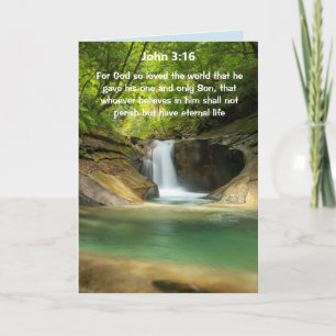 Waterfall Scripture John 3:16 Card