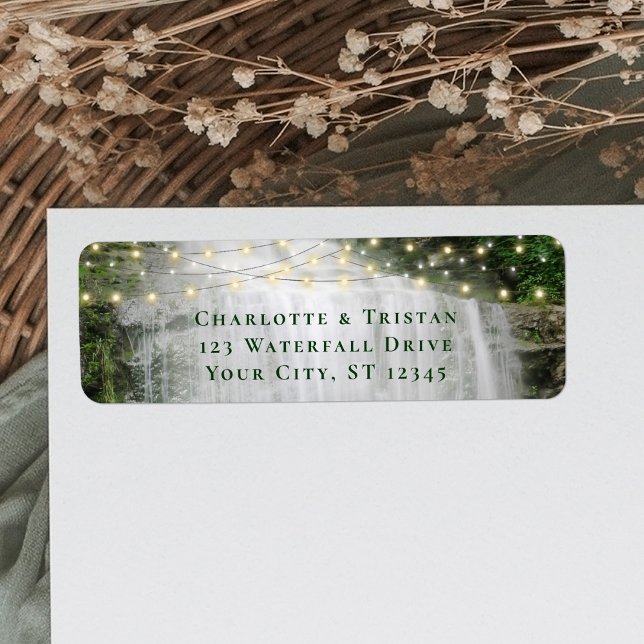 Waterfall String Lights Wedding Return Address Label (Creator Uploaded)