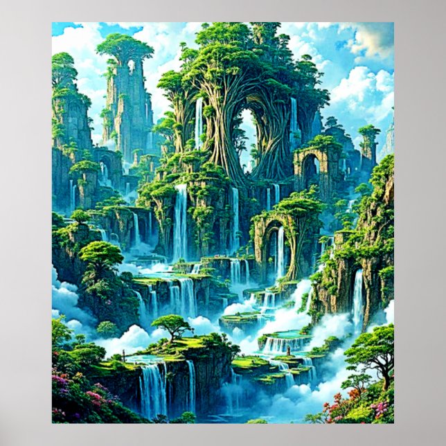Waterfall Tree Kingdom Dream Poster (Front)