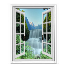 Waterfall Trompe l'oeil Effect Fake Window