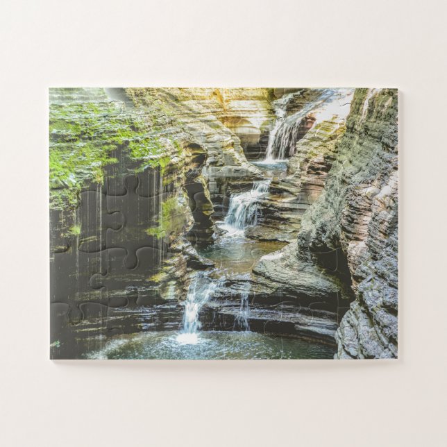 Waterfall Watkins Glen Nature Oversized Jigsaw Puzzle (Horizontal)