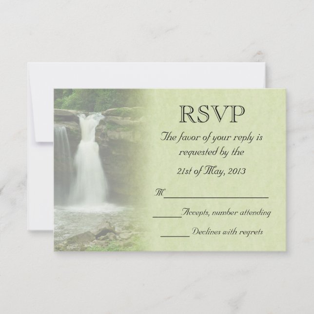 Waterfall Wedding RSVP Card (Front)