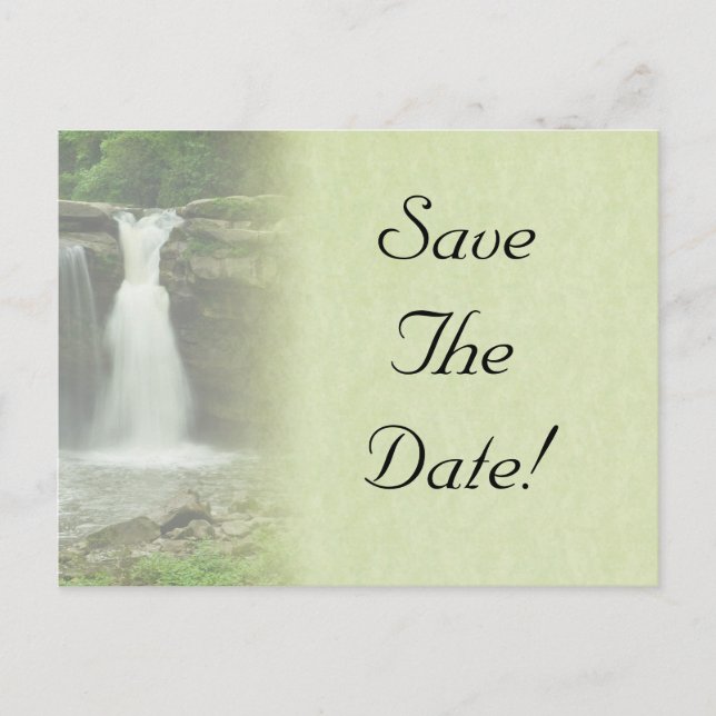 Waterfall Wedding Save The Date Postcard (Front)