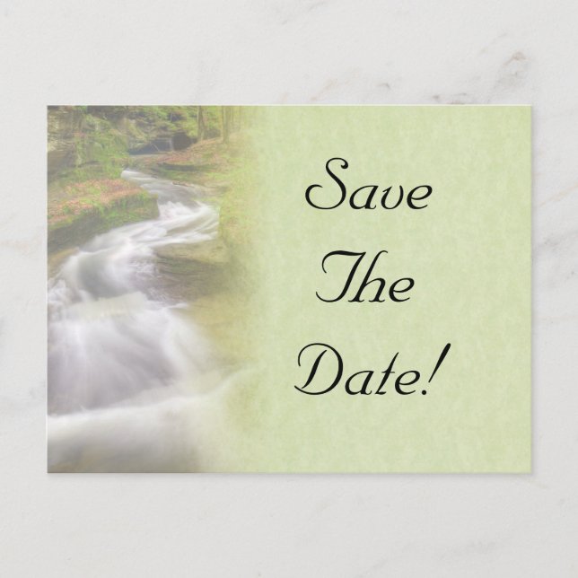 Waterfall Wedding Save The Date Postcard (Front)