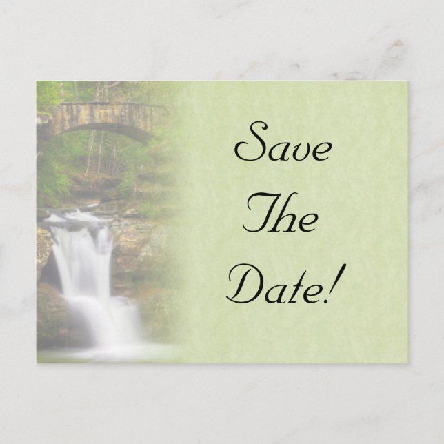 Waterfall Wedding Save The Date Postcard (Front)