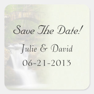 Waterfall Wedding Save The Date Sticker