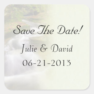 Waterfall Wedding Save The Date Stickers
