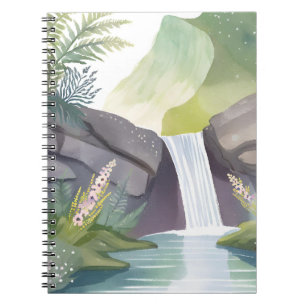 Waterfall Whisper Nature Watercolor Landscape Notebook