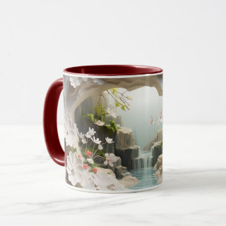 Waterfall & White Flowers Ceramic Coffee Mug ☕