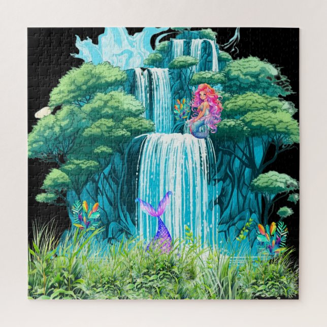 waterfall with mermaids jigsaw puzzle (Vertical)