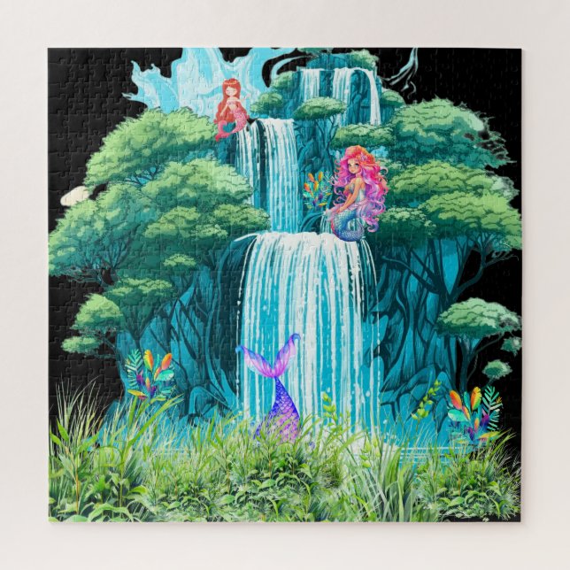 waterfall with mermaids jigsaw puzzle (Vertical)
