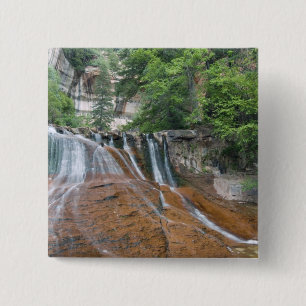 Waterfall, Zion National Park, Utah, USA 15 Cm Square Badge