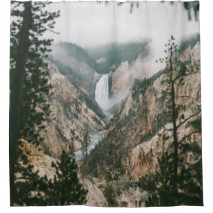 WATERFALLS AND MOUNTAIN VIEW SHOWER CURTAIN