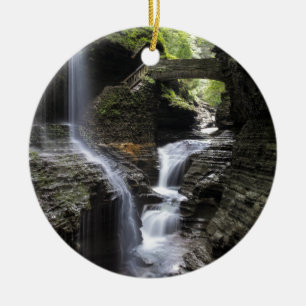 Waterfalls at Watkins Glen, NY Ceramic Ornament