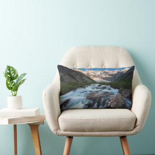 Waterfalls   Aviolo Lake, Italy Lumbar Cushion