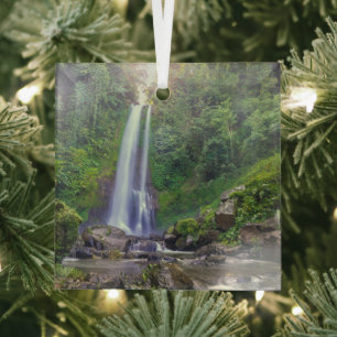 Waterfalls Bali, Indonesia Glass Tree Decoration