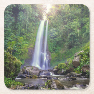 Waterfalls   Bali, Indonesia Square Paper Coaster