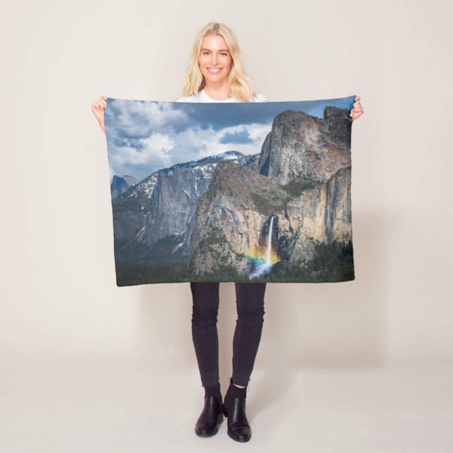 Waterfalls | Bridal Veil Falls Yosemite California Fleece Blanket (In Situ)