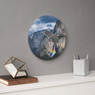 Waterfalls Bridal Veil Falls Yosemite California Large Clock