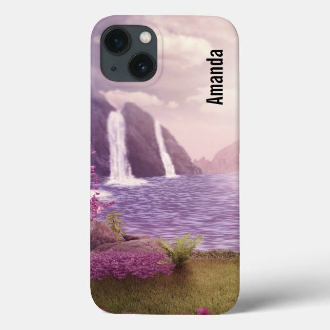 Waterfalls & Cherry Trees around a Lake Case-Mate iPhone Case (Back)