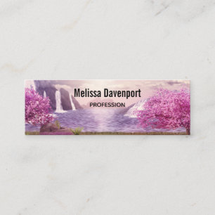 Waterfalls & Cherry Trees around a Lake Mini Business Card