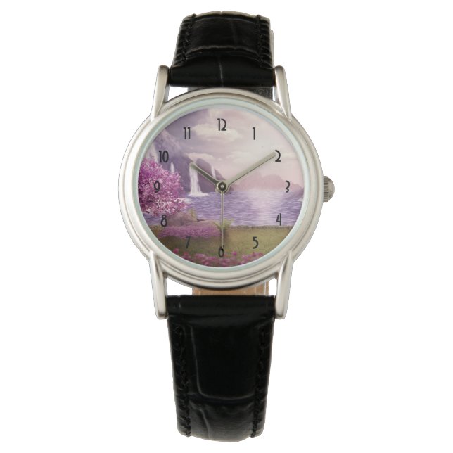 Waterfalls & Cherry Trees around a Lake Watch (Front)