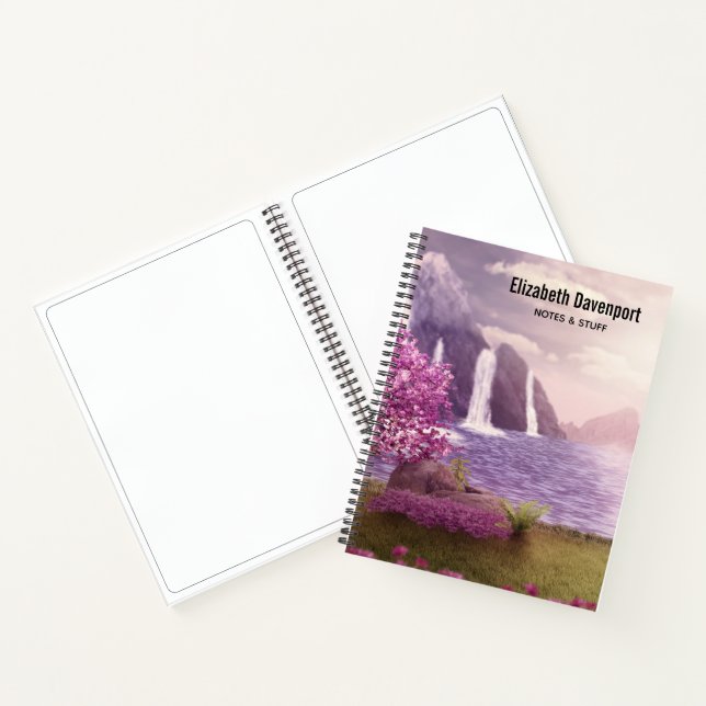Waterfalls & Cherry Trees by a Lake Notebook (Inside)