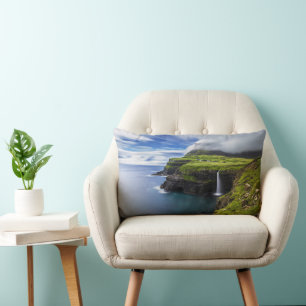Waterfalls Faroe Islands, Denmark Lumbar Cushion