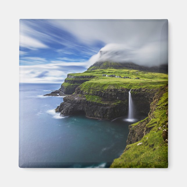 Waterfalls | Faroe Islands, Denmark Magnet (Front)