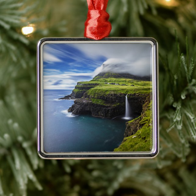 Waterfalls | Faroe Islands, Denmark Metal Ornament (Tree)