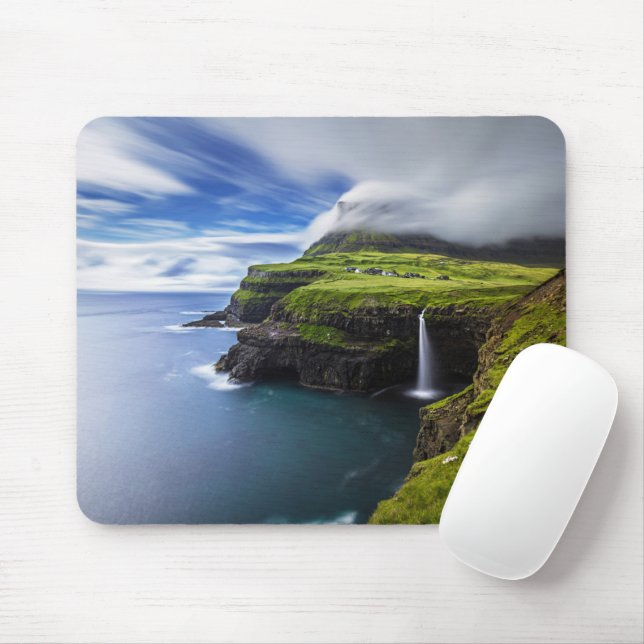 Waterfalls | Faroe Islands, Denmark Mouse Pad (With Mouse)