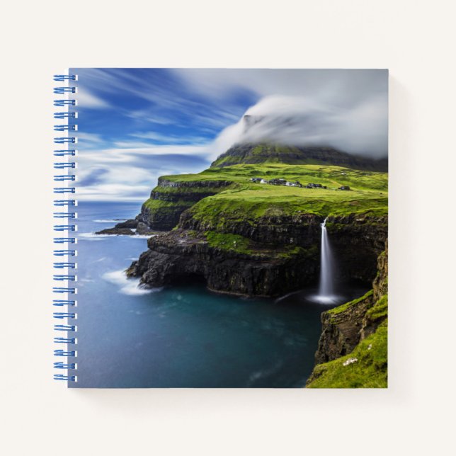 Waterfalls | Faroe Islands, Denmark Notebook (Front)