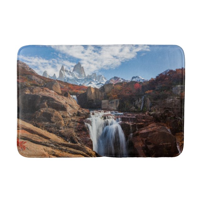 Waterfalls | Fitz Roy Mountain, Argentina Bath Mat (Front)