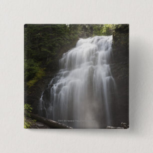 Waterfalls Flowing Down A Rock Cliff 15 Cm Square Badge