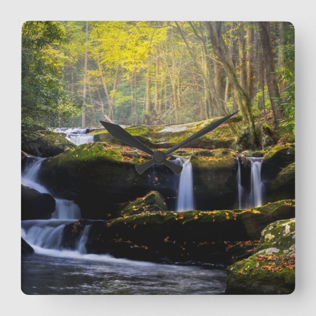 Waterfalls | Great Smoky Mountain National Park Square Wall Clock (Front)