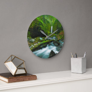 Waterfalls   Grotto Falls, Oregon Large Clock