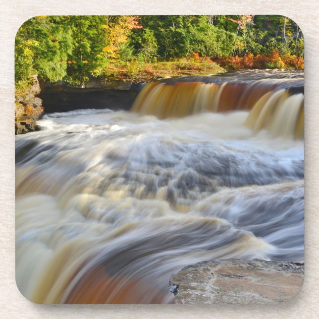 Waterfalls hard plastic coasters with cork back (Front)
