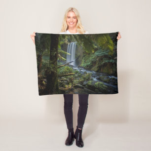Waterfalls Hopetoun Falls, New Zealand Fleece Blanket