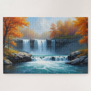 Waterfalls in Autumn Jigsaw Puzzle