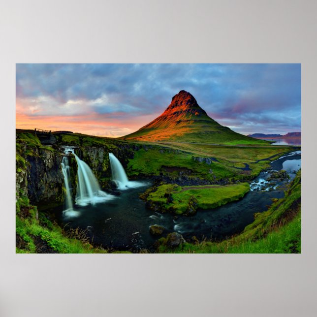 Waterfalls | Kirkjufell, Iceland Poster (Front)