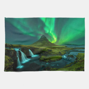 Waterfalls Kirkjufellfoss Waterfall, Iceland Tea Towel
