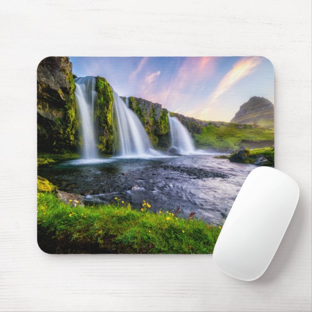 Waterfalls | Kirkjufellsfoss, Iceland Mouse Pad (With Mouse)