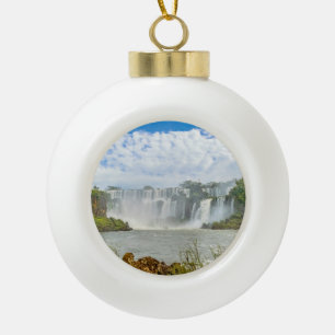 Waterfalls Landscape at Iguazu Park Ceramic Ball Christmas Ornament
