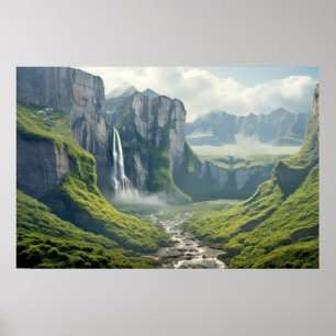 Waterfalls Landscape Meditation Serene Poster