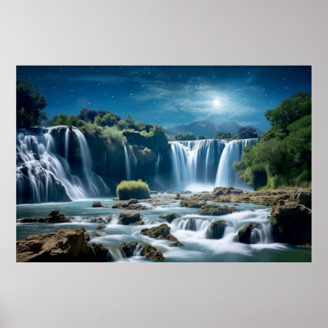 Waterfalls Landscape Meditation Serene  Poster (Front)