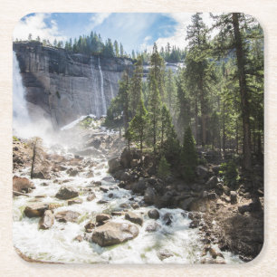 Waterfalls Nevada Fall, Yosemite, CA Square Paper Coaster